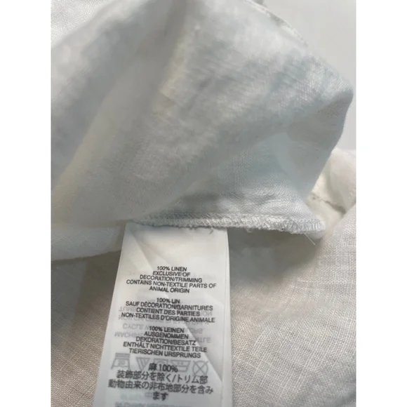 J.Crew 100% Linen Top Blouse 2 White Embroidered Coastal Old Money Minimalist - Picture 6 of 9